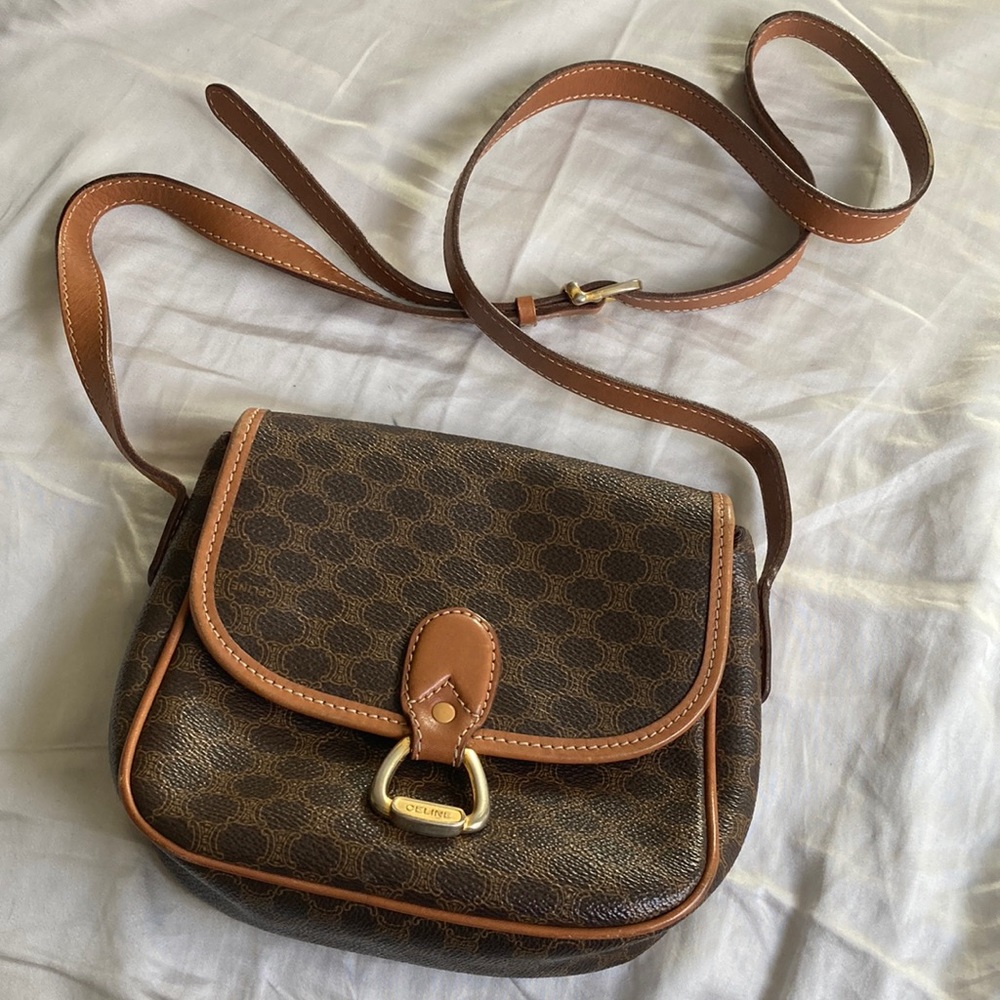 Vintage Celine Macadam Triomphe Crossbody Bag AUTHENTIC